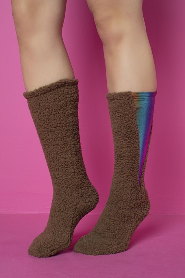 0082 UZUN ÇİZME ÇORAP ÇİFT TARAF POLAR