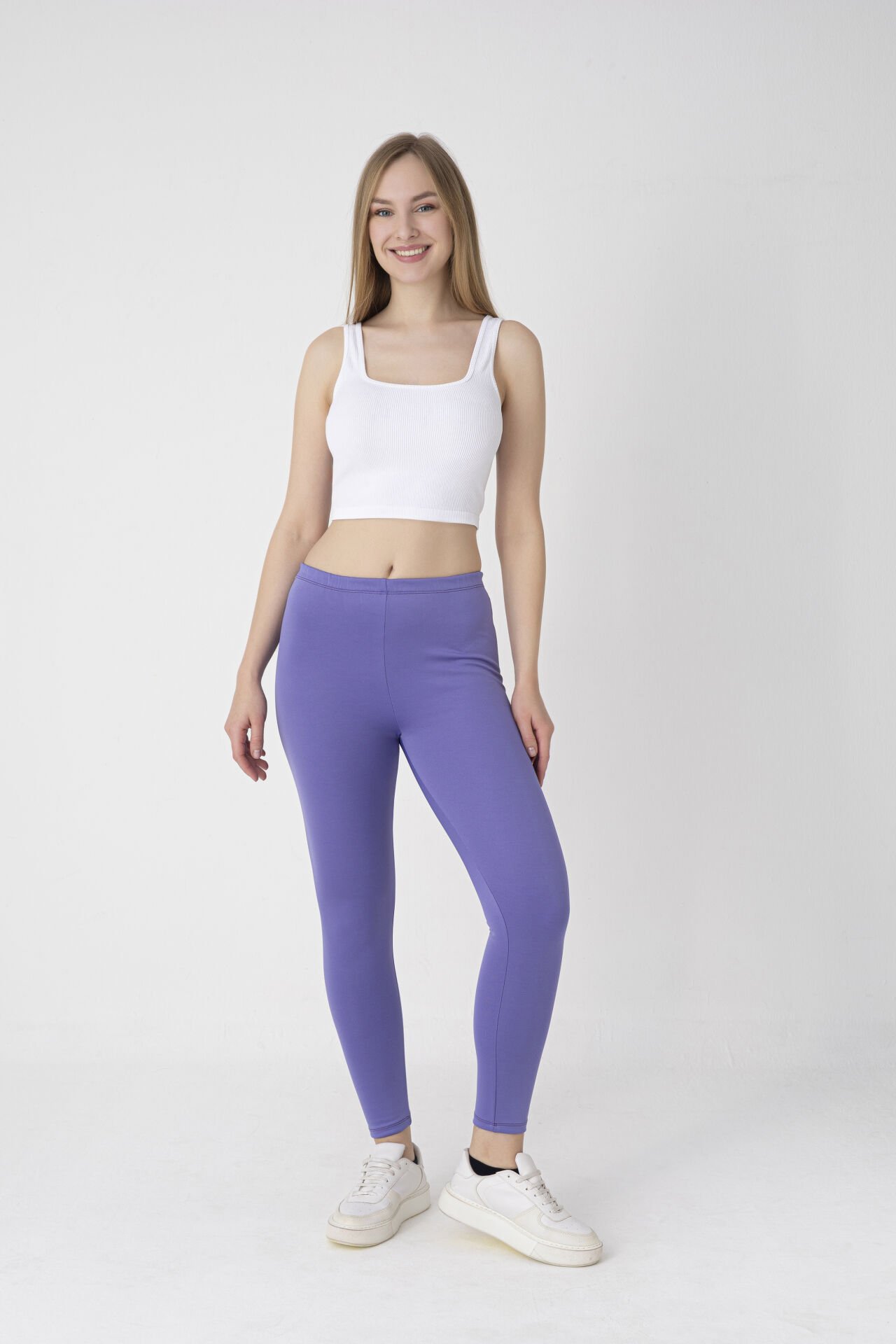 8066 Oysho uzun tayt-Açık Gri- XL - Lila