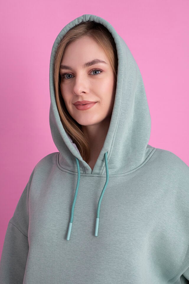 0003 Üç İplik Şardonlu Mor Sweatshirt XL - YEŞİL