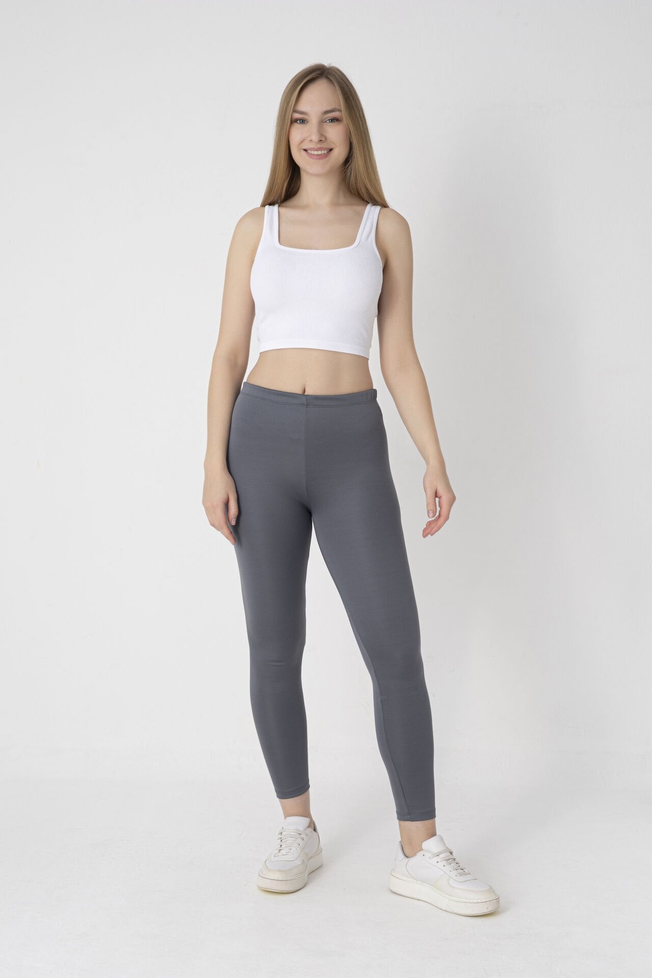 8064 Oysho Uzun Tayt Kırmızı S - Antrasit