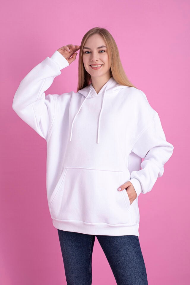 0003 Üç İplik Şardonlu Antrasit Sweatshirt S - BEYAZ